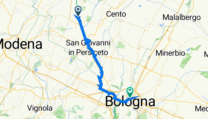 Da Via Albertini 191, Crevalcore a Piazza delle Medaglie d'Oro 1, Bologna