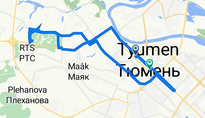 От улица Челюскинцев 40, Тюмень до улица Орджоникидзе 59, Тюмень