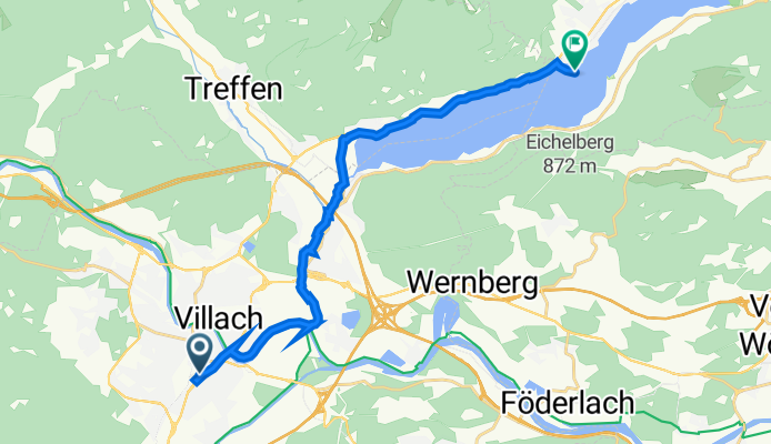 Route from Haydnstraße 10, Villach