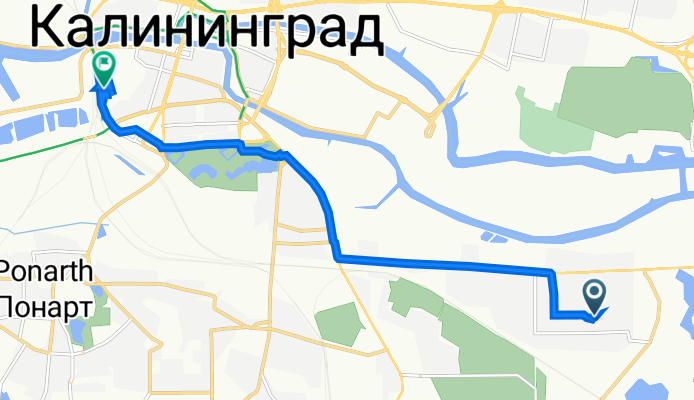 От улица Левитана 57 корпус 3, Калининград до улица Железнодорожная 1, Калининград