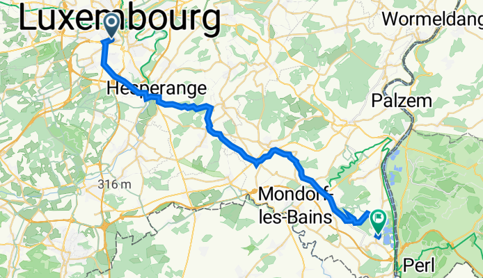 Rue de la vallée 48, Luxembourg nach Waistrooss 31, Schengen