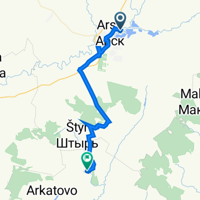 От улица Баширова 2В, Арск до Неизвестная дорога, Кобяково