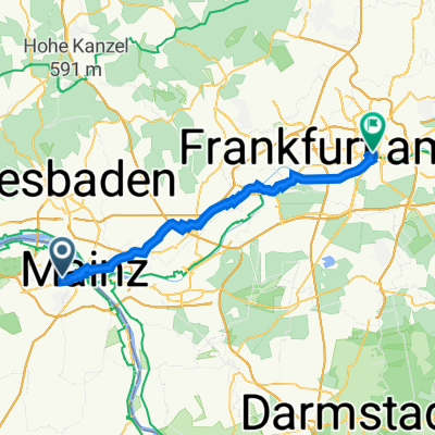 Dr.-Martin-Luther-King-Weg 12, Mainz nach Kornmarkt 1a, Frankfurt am Main