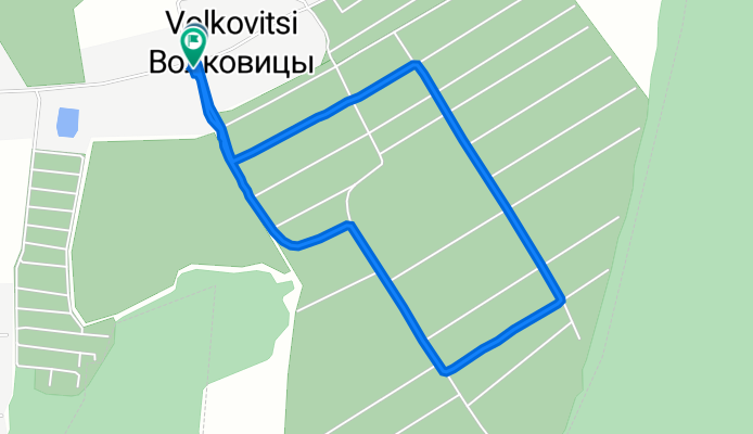 От Центральная улица 33, Волковицы до Центральная улица 33, Волковицы