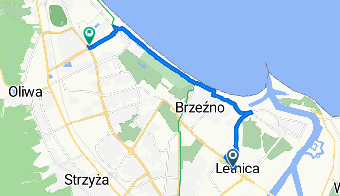 Uczniowska 24, Gdańsk do Gospody 3B, Gdańsk