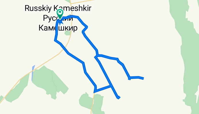 От Комсомольская улица 47, Русский Камешкир до Комсомольская улица 47, Русский Камешкир