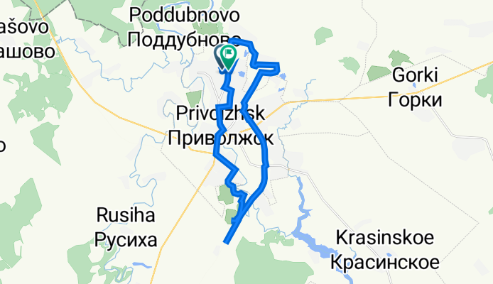 От улица Льнянщиков 18, Приволжск до Костромская 24б, Приволжск
