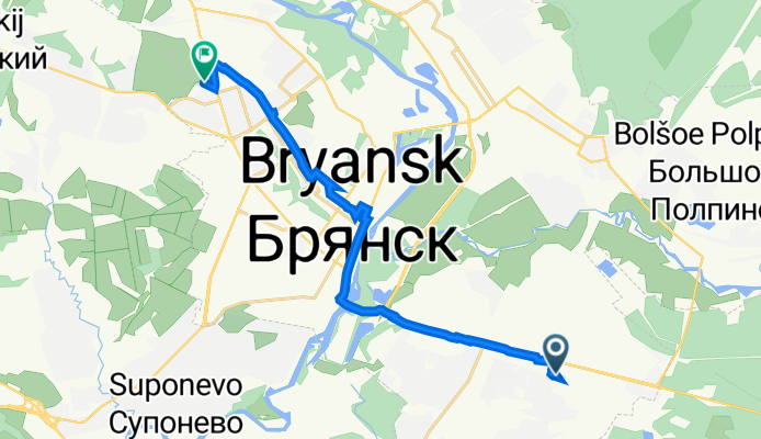 От Московский проспект 86, Брянск до улица Счастливая 5, Брянск