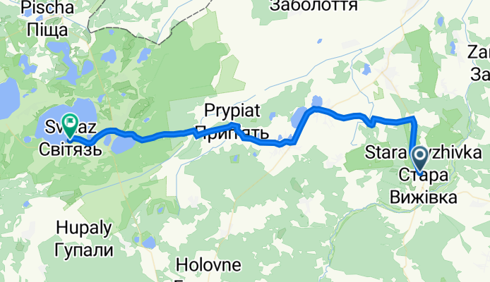 вулиця Незалежності 83, Стара Вижівка to FRJW+4W, Світязь