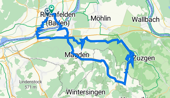 Mouscron-Allee, Rheinfelden (Baden) nach Untere Dorfstraße 76, Rheinfelden (Baden)