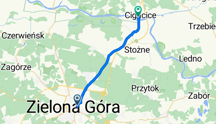 Bolesława Chrobrego 30A, Zielona Góra do Portowa 6, Cigacice