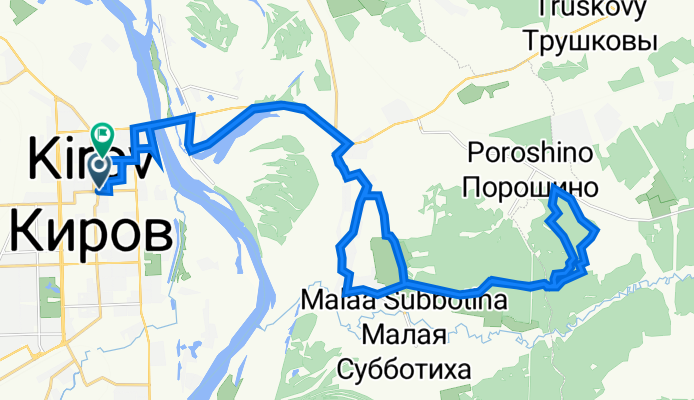 От Преображенская улица 43Б, Киров до улица Мопра 63, Киров
