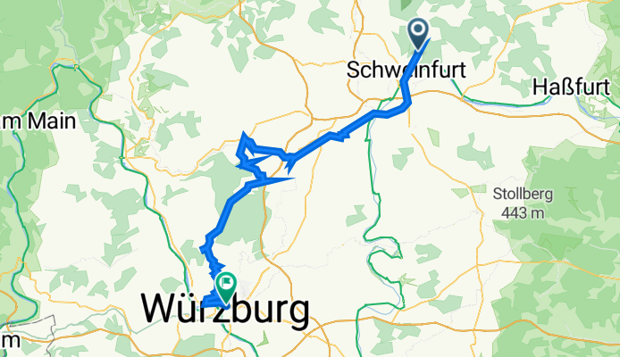 Nußbergstraße 4, Schweinfurt nach Bahnhofplatz 4, Würzburg