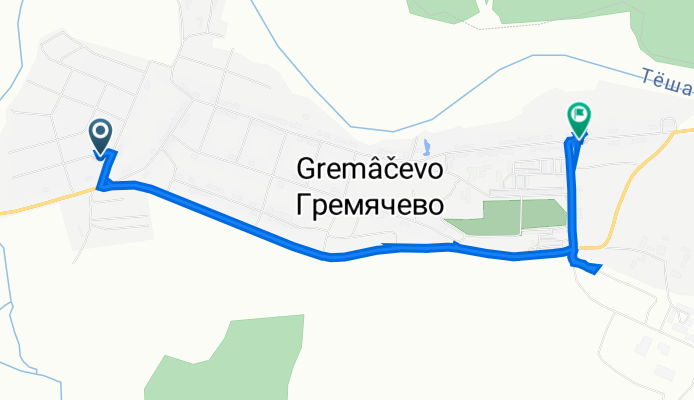 От улица Гайдара 19, Гремячево до улица Ульянова 324, Гремячево