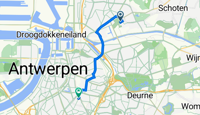 Schoten naar Lamorinièrestraat 18, Antwerpen