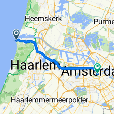 Kennemerstrand 172, IJmuiden nach Jodenbreestraat 2HS, Amsterdam