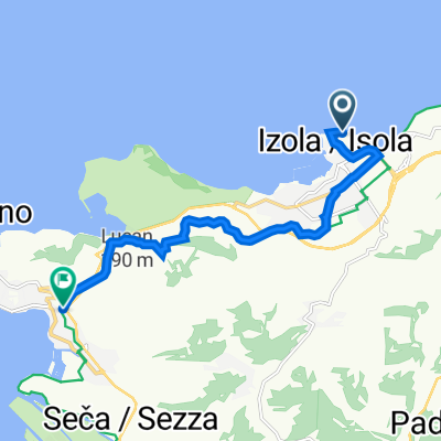 Ulica ob Pečini 11, Izola до Senčna pot 40, Portorož