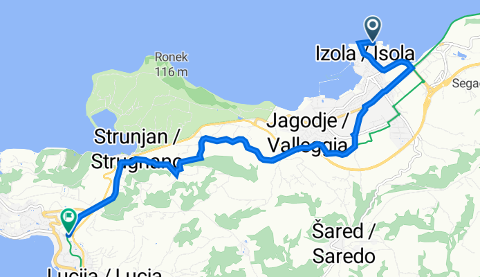 Ulica ob Pečini 11, Izola до Senčna pot 40, Portorož