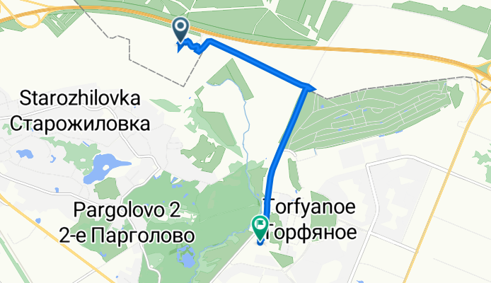 От Богородская улица 3, Порошкино до Заречная улица 1Б, Торфяное