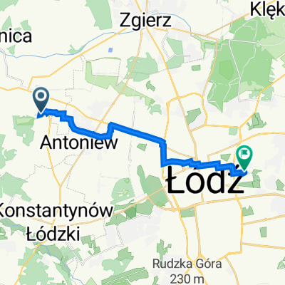 Spacerowa 34, Aleksandrów Łódzki to Doktora Jana Muszyńskiego 2, Łódź