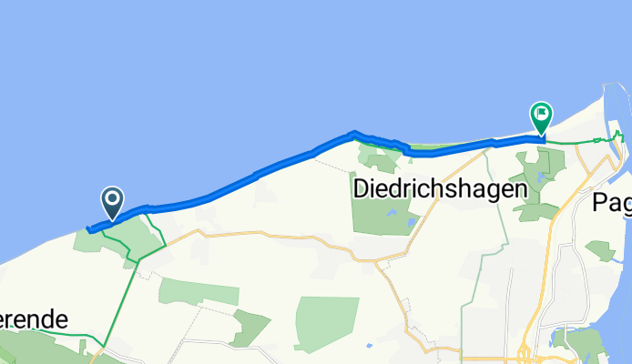 Straße ohne Straßennamen, Nienhagen nach Strandweg 12, Rostock