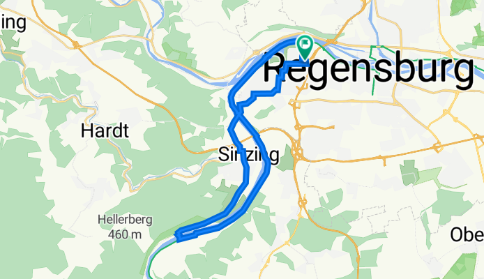 Donau südlich entlang uber Fähre und wieder zurück