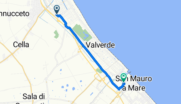 Viale Luigi Negrelli 35–45, Cesenatico nach Via del Mare, Savignano sul Rubicone
