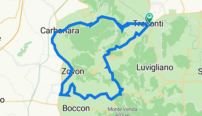 Da Via Euganea Treponti 49 a Via Valli 1, Treponti
