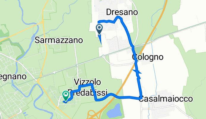 Da Via delle Industrie 20070, Dresano a Via Pietro Nenni 21, Vizzolo Predabissi