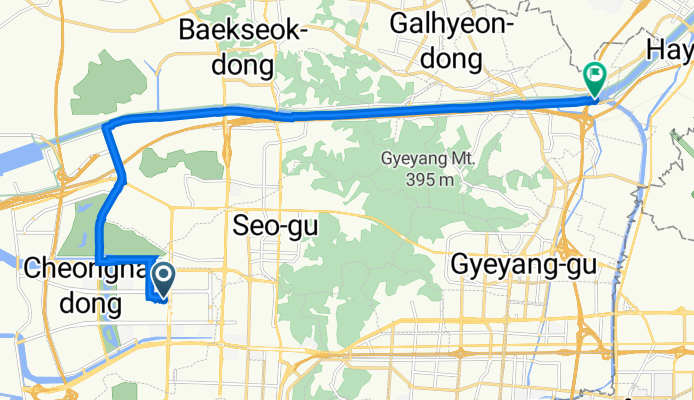 청라커낼로288번길, 인천광역시 to 귤현동 6-1, 인천광역시