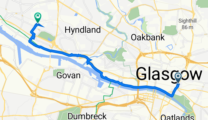 85 High St, Glasgow to Scotstoun Leisure Centre, 112 Danes Dr, Glasgow