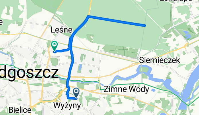 Ogrody 31, Bydgoszcz do J K Chodkiewicza 40, Bydgoszcz