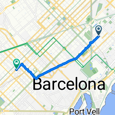 Carrer d'Àlaba, 121, Barcelona a Carrer de Casanova, 124–126, Barcelona