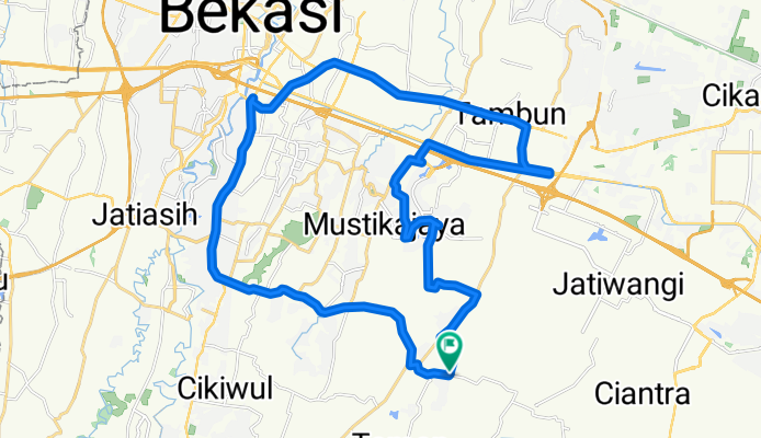 Jalan Raya Setu - Serang No.7, Kecamatan Cikarang Barat to Blok F 11kel, Kecamatan Cikarang Barat