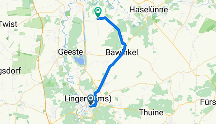Sachsenstraße 21, Lingen (Ems) nach Teglinger Hauptstraße 18, Meppen