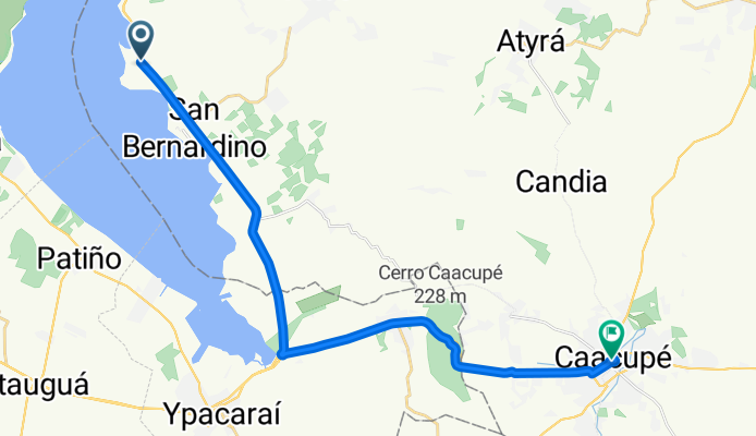 De Avenida Guillerno Naumann, San Bernardino a JV75+QJ3, Caacupé