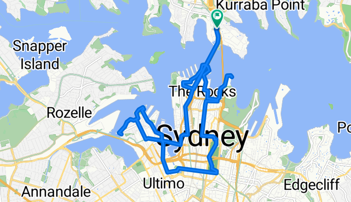 Milsons Point -&gt; Darling Harbour -&gt; Prirrama -&gt; Hyde Park -&gt; Opera Hse -&gt; Milsons Point