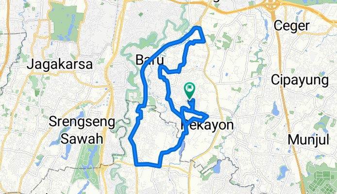 Jalan Damai III 80-95, Kecamatan Pasar Rebo to Jalan Damai III 88, Kecamatan Pasar Rebo