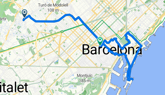 De Passeig de la Reina Elisenda de Montcada 16B, Barcelona a Carrer de Pelai 58, Barcelona