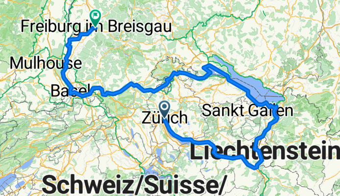 Zürich - Rhein - Bodensee - Freiburg