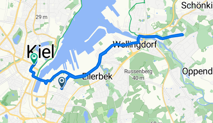 Elisabethstraße 55, Kiel nach Lange Reihe 19, Kiel