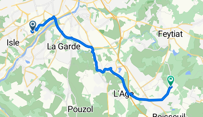 12 Avenue du Professeur Joseph de Léobardy, Limoges à 3 Route de la Forêt, Boisseuil