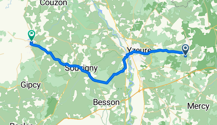 De Route sans nom, Lusigny à Place de la Mairie 5, Bourbon-l'Archambault