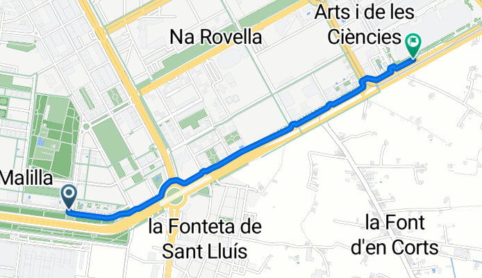 Carrer de Vicent Marco Miranda (Polític) 6, Valencia to Avinguda del Professor López Piñero 16, València