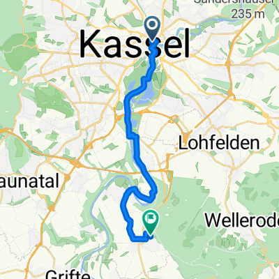 Artilleriestraße 11-13, Kassel nach Rundstraße 28, Fuldabrück