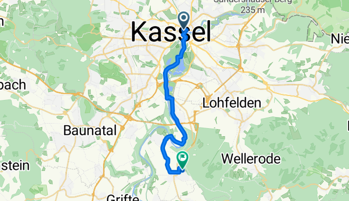 Artilleriestraße 11-13, Kassel nach Rundstraße 28, Fuldabrück