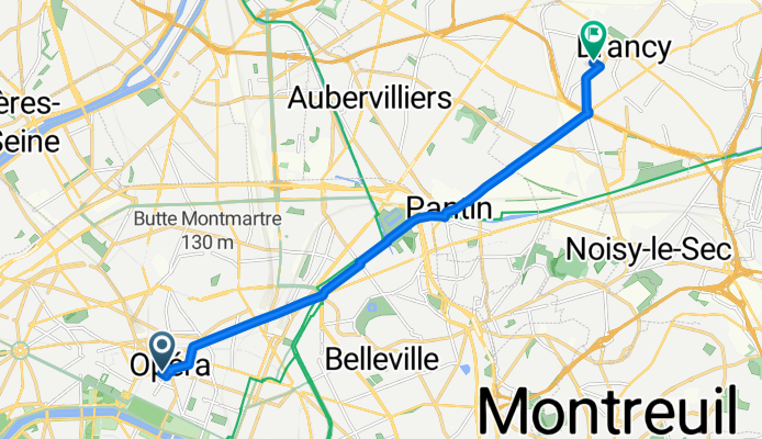 De Rue Daunou 28, Paris à Rue Lacordaire 29, Drancy