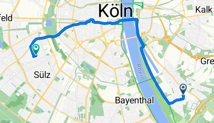 Auf dem Sandberg 25, Köln nach Joseph-Stelzmann-Straße 24, Köln