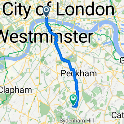 Cycle Superhighway 3, London to 4A Goodrich Road, London