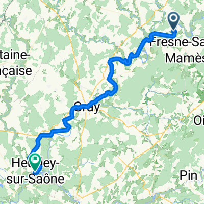 Rue des Renvers, Ray-sur-Saône nach 2 Rue de la Mairie, Heuilley-sur-Saône